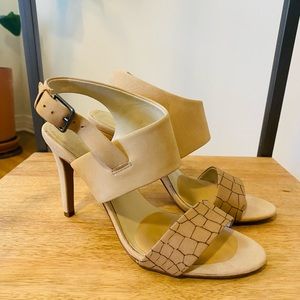 Aldo Croc Print Strappy Heels